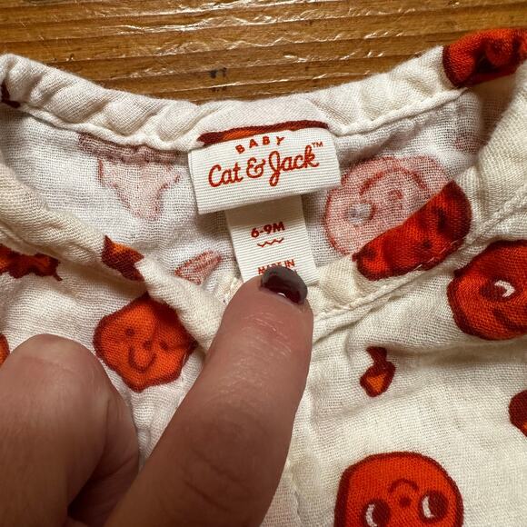 Cat & Jack white orange gourd pumpkin long sleeve pant one piece SIZE 6-9M - Picture 3 of 4